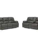 Signature Design by Ashley Calderwell Reclining Sofa and Loveseat-Gray