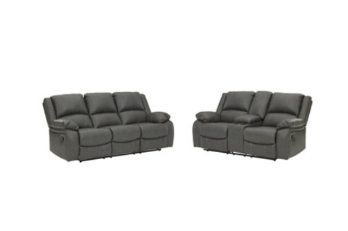 Signature Design by Ashley Calderwell Reclining Sofa and Loveseat-Gray