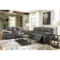 Signature Design by Ashley Calderwell Reclining Sofa and Loveseat-Gray