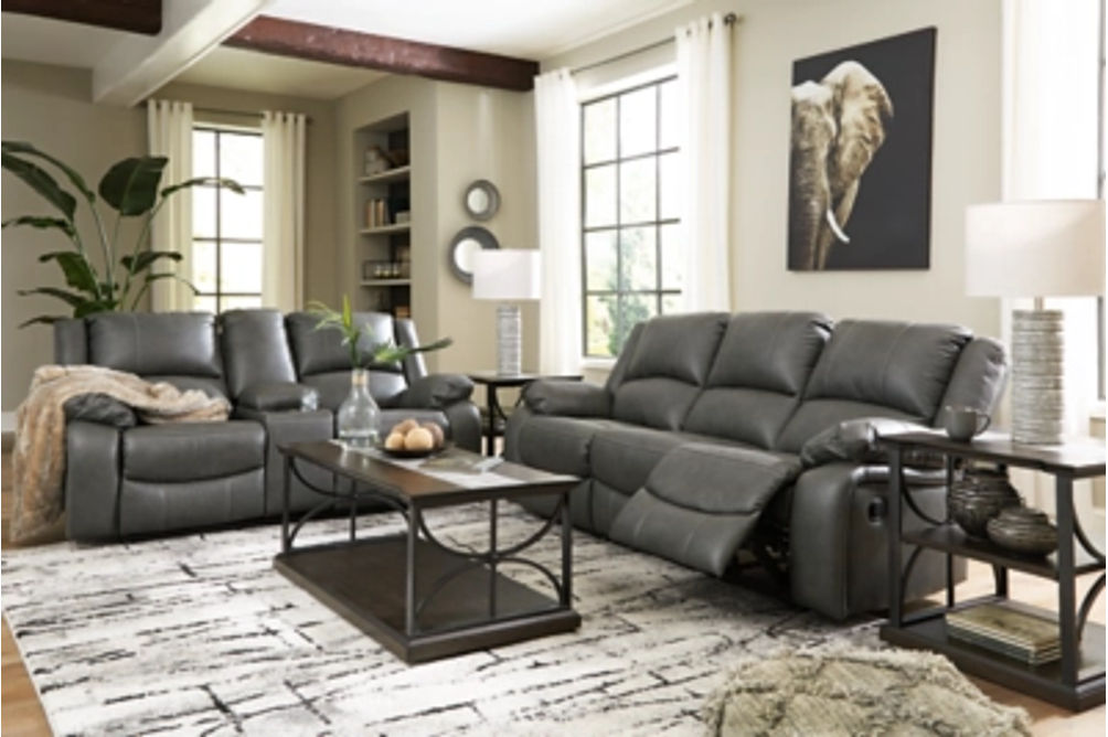 Signature Design by Ashley Calderwell Reclining Sofa and Loveseat-Gray