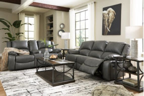 Signature Design by Ashley Calderwell Reclining Sofa and Loveseat-Gray