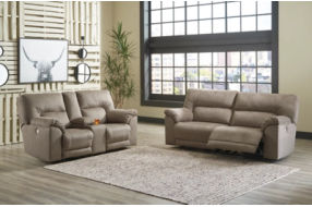 Benchcraft Cavalcade Power Reclining Sofa and Loveseat-Slate