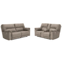 Benchcraft Cavalcade Power Reclining Sofa and Loveseat-Slate