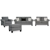 Benchcraft Agleno Sofa, Loveseat, Chair and Ottoman-Charcoal