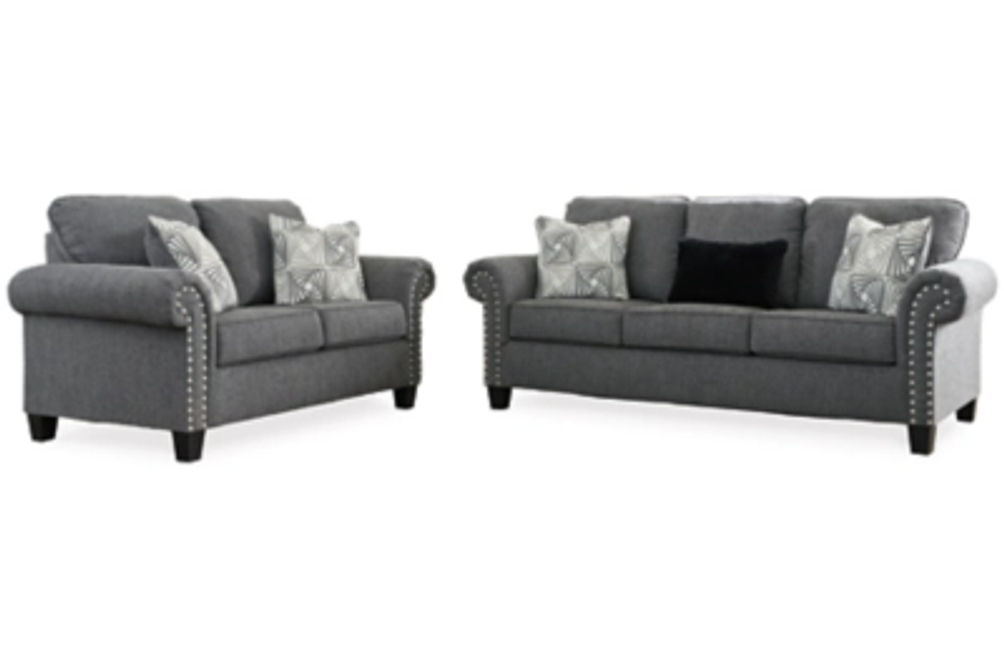 Benchcraft Agleno Sofa and Loveseat-Charcoal