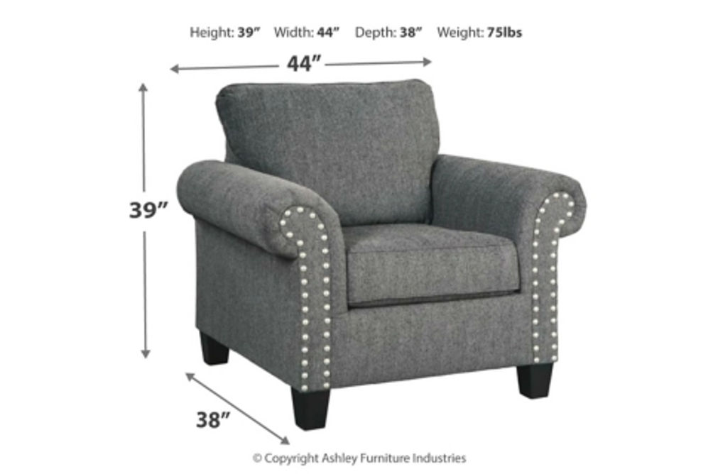 Benchcraft Agleno Sofa, Loveseat, Chair and Ottoman-Charcoal