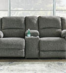 Goalie 3-Piece Reclining Sectional Loveseat with Console-Pewter