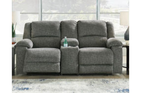 Goalie 3-Piece Reclining Sectional Loveseat with Console-Pewter