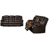 Signature Design by Ashley Vacherie Reclining Sofa and Loveseat-Chocolate