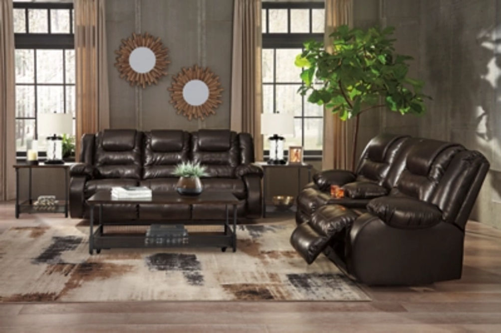 Signature Design by Ashley Vacherie Reclining Sofa and Loveseat-Chocolate