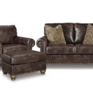 Signature Design by Ashley Nicorvo Loveseat, Chair, and Ottoman-Coffee