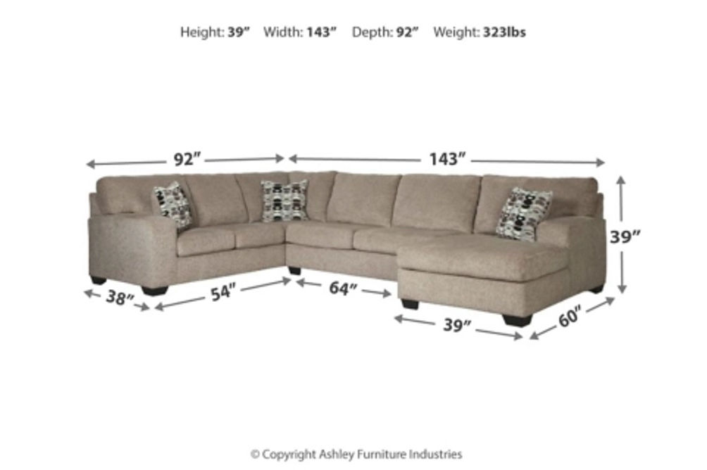 Signature Design by Ashley Ballinasloe 3-Piece Sectional with Chaise-Platinum