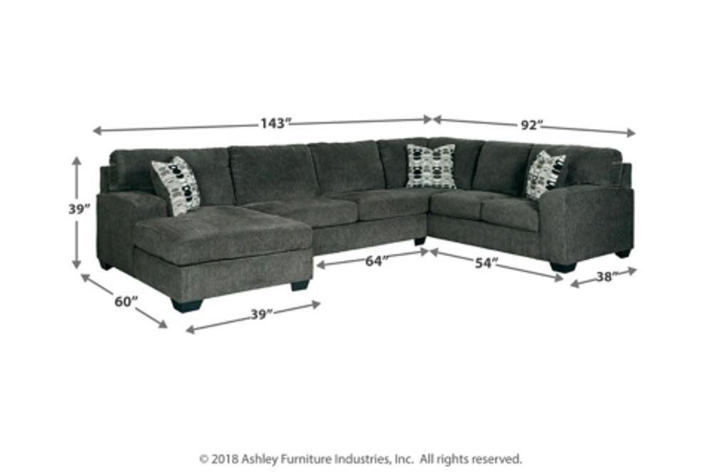 Signature Design by Ashley Ballinasloe 3-Piece Sectional and Ottoman-Smoke