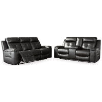 Signature Design by Ashley Kempten Reclining Sofa and Loveseat-Black