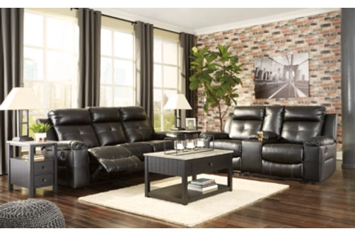 Signature Design by Ashley Kempten Reclining Sofa and Loveseat-Black