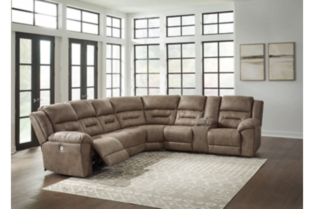 Signature Design by Ashley Ravenel 4-Piece Power Reclining Sectional-Fossil