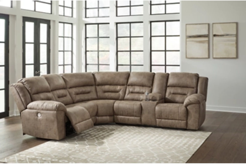 Signature Design by Ashley Ravenel 3-Piece Power Reclining Sectional-Fossil