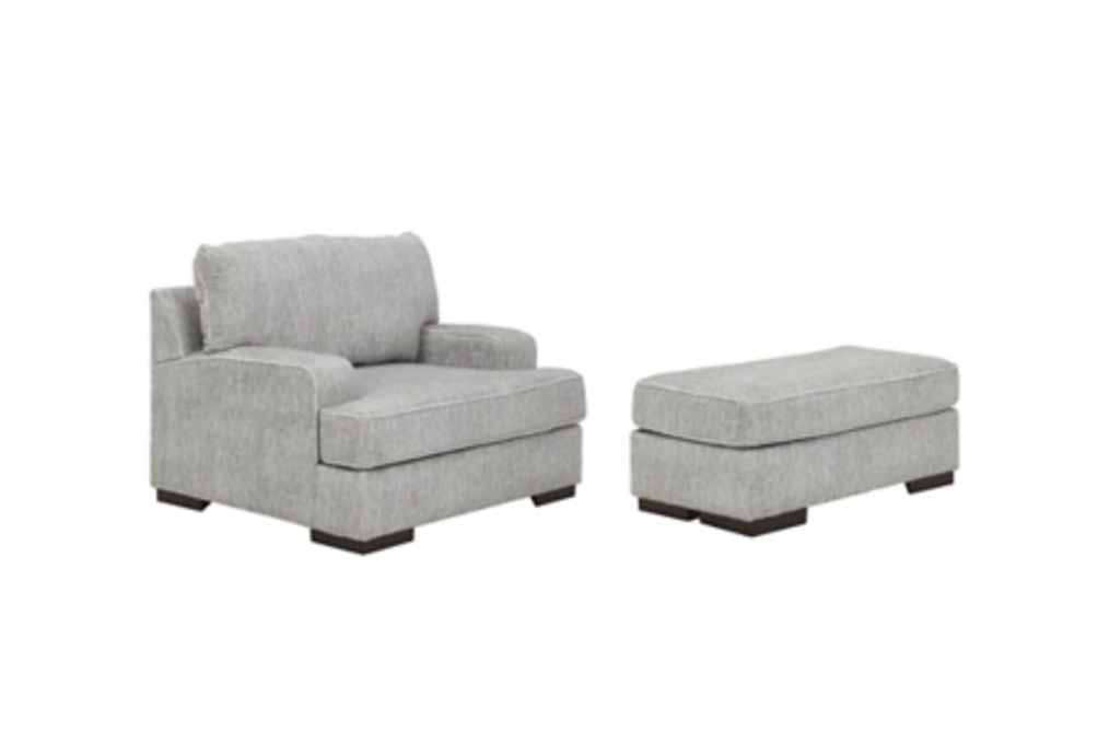 Benchcraft Mercado Chair and Ottoman-Pewter