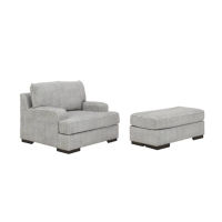 Benchcraft Mercado Chair and Ottoman-Pewter