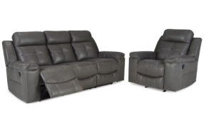 Signature Design by Ashley Jesolo Reclining Sofa and Recliner-Dark Gray