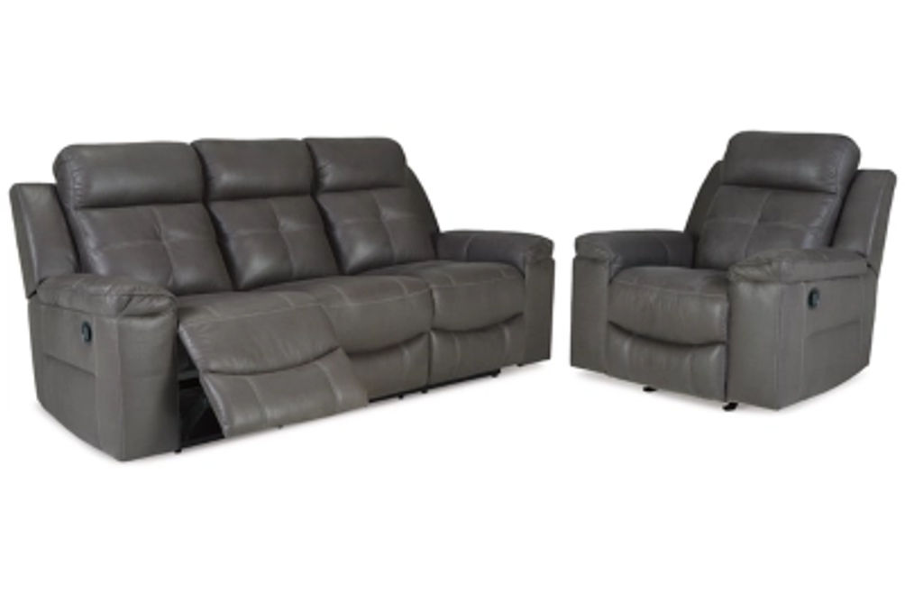 Signature Design by Ashley Jesolo Reclining Sofa and Recliner-Dark Gray