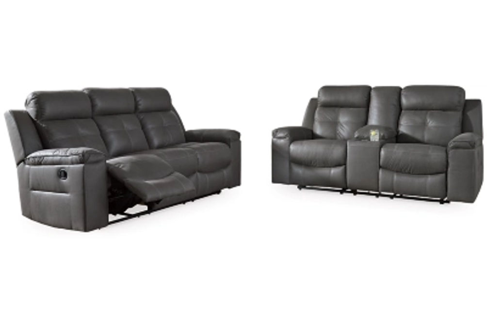 Signature Design by Ashley Jesolo Reclining Sofa and Loveseat-Dark Gray