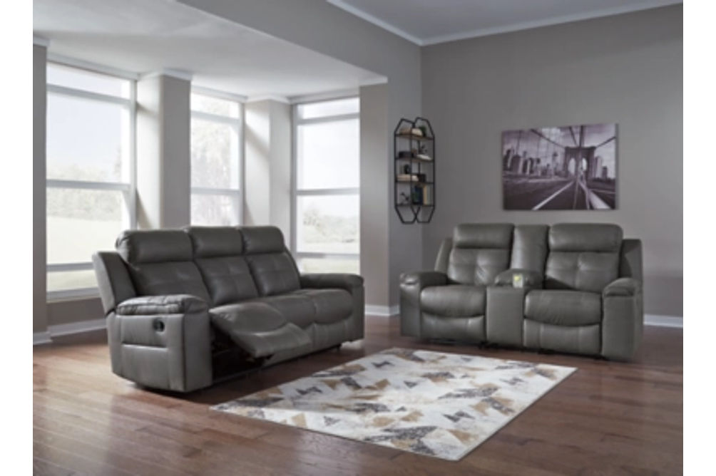 Signature Design by Ashley Jesolo Reclining Sofa and Loveseat-Dark Gray