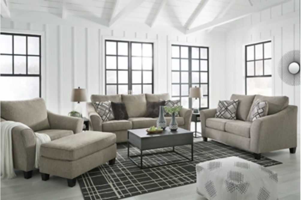 Benchcraft Barnesley Sofa, Loveseat, Oversized Chair and Ottoman-Platinum