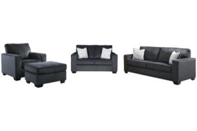 Signature Design by Ashley Altari Sofa, Loveseat, Chair and Ottoman-Slate