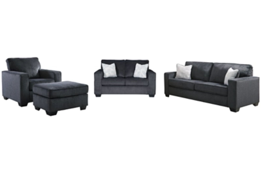 Signature Design by Ashley Altari Sofa, Loveseat, Chair and Ottoman-Slate