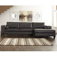 Nokomis 2-Piece Sectional with Chaise and Oversized Accent Ottoman-Charcoal