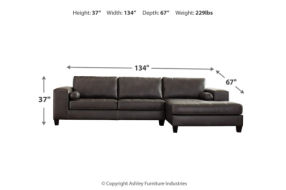 Nokomis 2-Piece Sectional with Chaise and Oversized Accent Ottoman-Charcoal