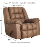 Adrano Rocker Recliner, W Heat & Massage, Bark