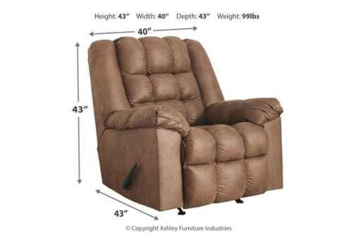 Adrano Rocker Recliner, W Heat & Massage, Bark