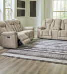 Signature Design by Ashley Hindmarsh Power Reclining Sofa and Loveseat-Stone