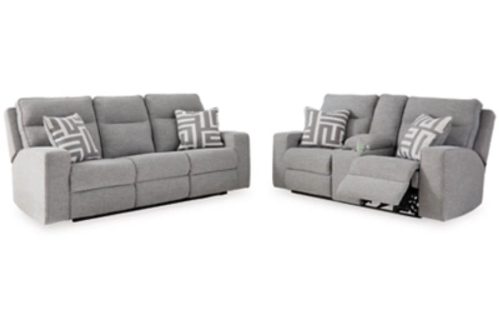 Signature Design by Ashley Biscoe Power Reclining Sofa and Loveseat-Pewter