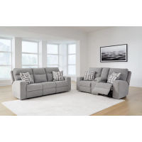 Signature Design by Ashley Biscoe Power Reclining Sofa and Loveseat-Pewter