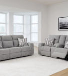 Signature Design by Ashley Biscoe Power Reclining Sofa and Loveseat-Pewter