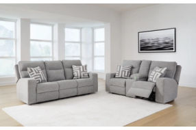 Signature Design by Ashley Biscoe Power Reclining Sofa and Loveseat-Pewter