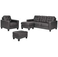 Benchcraft Venaldi Sofa Chaise, Chair, and Ottoman-Gunmetal