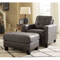 Benchcraft Venaldi Chair and Ottoman-Gunmetal