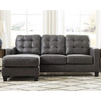 Benchcraft Venaldi Sofa Chaise with Occasional Table Set and Lamps-Gunmetal