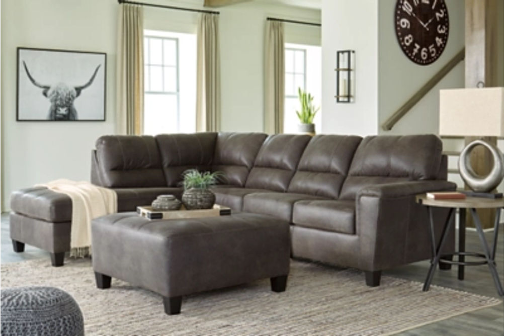 Signature Design by Ashley Navi 2-Piece Sectional with Ottoman-Smoke