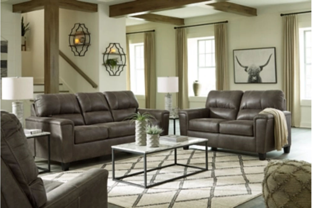 Signature Design by Ashley Navi Sofa, Loveseat and Recliner-Smoke