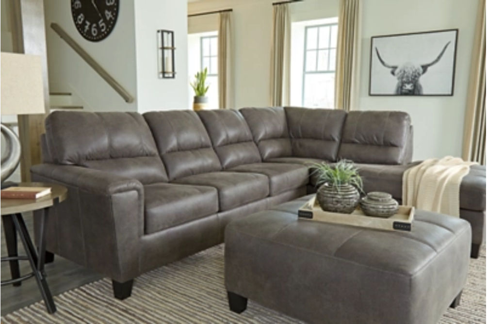 Signature Design by Ashley Navi 2-Piece Sectional and Ottoman-Smoke