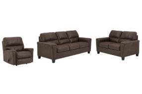 Signature Design by Ashley Navi Sofa, Loveseat and Recliner-Chestnut