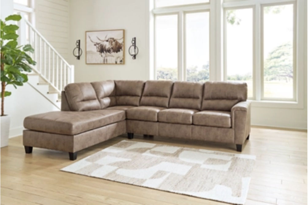 Signature Design by Ashley Navi 2-Piece Sectional Sofa Sleeper Chaise-Fossil