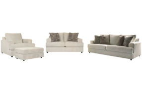 Soletren Sofa, Loveseat, Oversized Chair and Ottoman-Stone