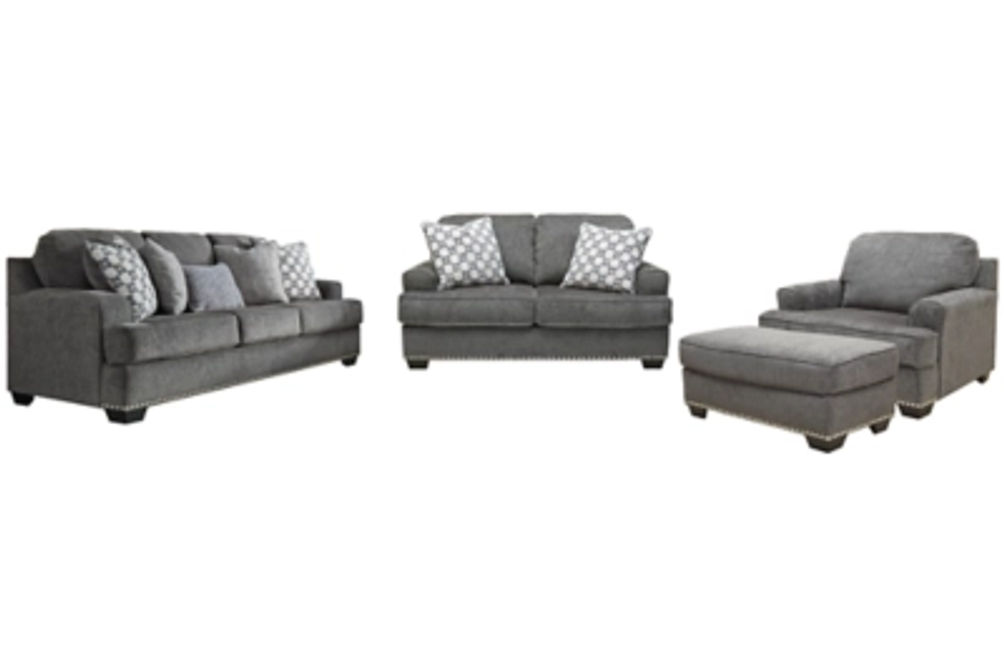 Benchcraft Locklin Sofa, Loveseat, Chair, and Ottoman-Carbon