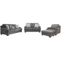 Benchcraft Locklin Sofa, Loveseat, Chair, and Ottoman-Carbon